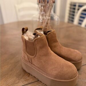 UGG Brown Suede Ankle Boots with Sheepskin Lining